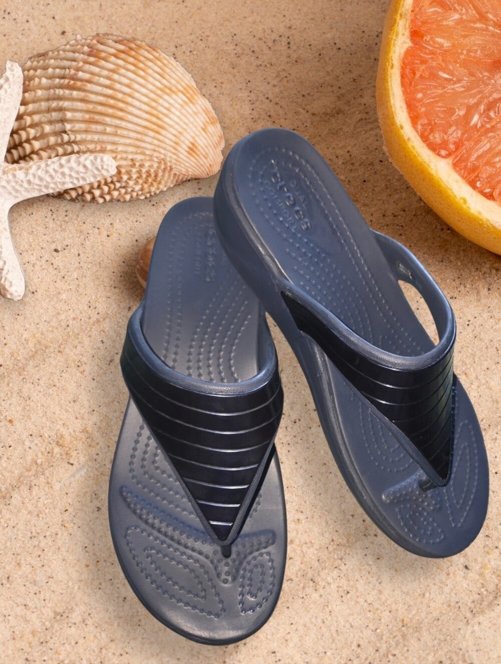 CROCS Womens Montery Metallic Wedge Flip Flop
